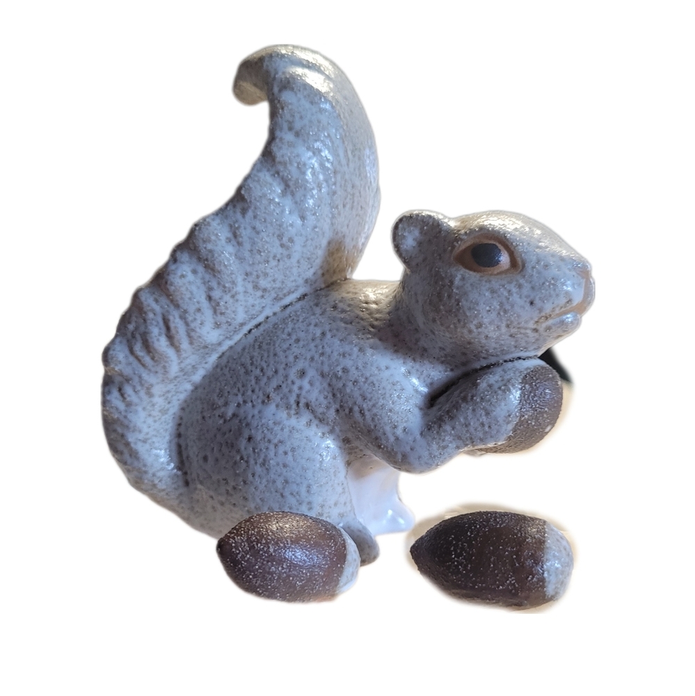 Vintage FITZ & FLOYD Squirrel & Nut Set Glazed Stoneware Sculpture